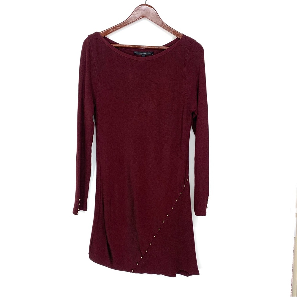WHBM Studded Sweater Tunic Dark Burgundy NWT L